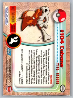 Cubone #104 Topps Pokemon Card - Foil - Blue Logo - LP - Image 2