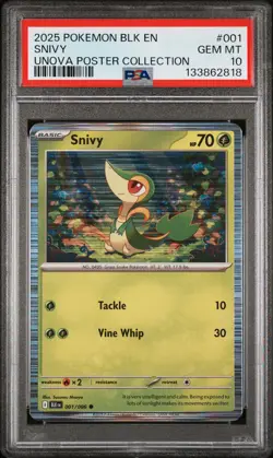 2025 POKEMON BLK EN-BLACK BOLT UNOVA POSTER COLLECTION #001 SNIVY PSA 10 - Image 1