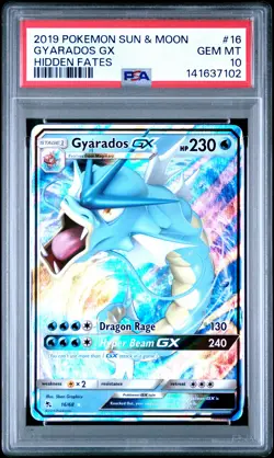 2019 POKEMON SUN & MOON HIDDEN FATES #16 GYARADOS GX PSA 10 - Image 1