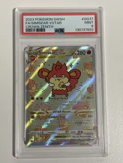 PSA 9 - Simisear Vstar (#GG37, 2023 Pokemon Crown Zenith) - Image 1