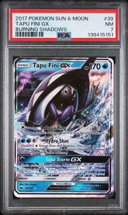 2017 POKEMON SUN & MOON BURNING SHADOWS #39 TAPU FINI GX PSA 7 - Image 1