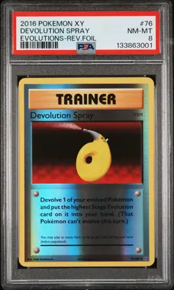 2016 POKEMON XY EVOLUTIONS #76 DEVOLUTION SPRAY-REVERSE FOIL PSA 8 - Image 1