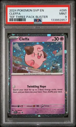 2024 POKEMON SVP PROMO TEMPORAL FORCES THREE PACK BLISTER #095 CLEFFA PSA 9 - Image 1