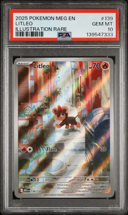 2025 POKEMON MEG EN-MEGA EVOLUTION ILLUSTRATION RARE #139 LITLEO PSA 10 - Image 1