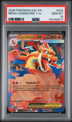 2026 POKEMON ASC EN-ASCENDED HEROES #022 MEGA CHARIZARD Y EX PSA 10 - Image 1
