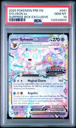 2025 POKEMON PRISMATIC EVOLUTIONS SURPRISE BOX EXCLUSIVE #041 SYLVEON EX PSA 10 - Image 1