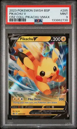 2023 POKEMON SWSH BLACK STAR PROMO #285 PIKACHU V PSA 9 - Image 1
