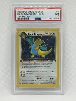 2000 Pokemon Team Rocket 1st Edition HOLO Dark Dragonite 5/82 PSA 7 - Image 1