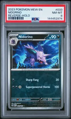 2023 POKEMON MEW EN-151 REVERSE-HOLO #033 NIDORINO PSA 8 - Image 1