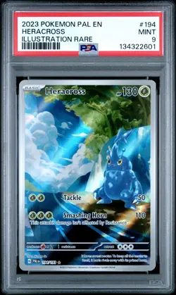 2023 POKEMON PAL EN-PALDEA EVOLVED ILLUSTRATION RARE #194 HERACROSS PSA 9 - Image 1
