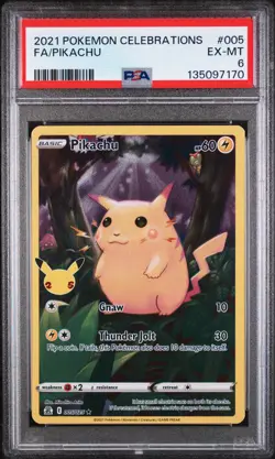 2021 POKEMON CELEBRATIONS #005 FULL ART/PIKACHU PSA 6 - Image 1