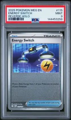 2025 POKEMON MEG EN-MEGA EVOLUTION REVERSE HOLO #115 ENERGY SWITCH PSA 9 - Image 1