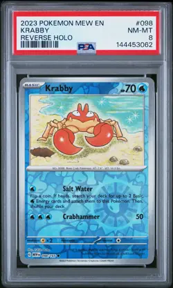 2023 POKEMON MEW EN-151 REVERSE HOLO #098 KRABBY PSA 8 - Image 1