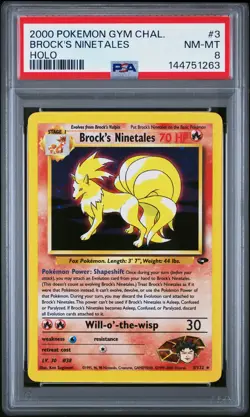 2000 POKEMON GYM CHALLENGE HOLO #3 BROCK'S NINETALES PSA 8 - Image 1