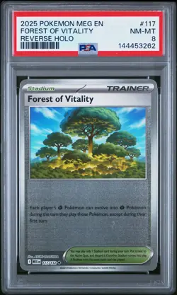 2025 POKEMON MEG EN-MEGA EVOLUTION REVERSE HOLO #117 FOREST OF VITALITY PSA 8 - Image 1