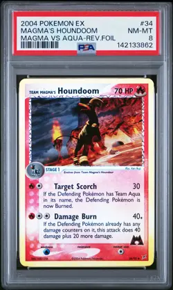2004 POKEMON EX TEAM MAGMA VS TEAM AQUA TEAM MAGMA'S HOUNDOOM-REVERSE FOIL PSA 8 - Image 1