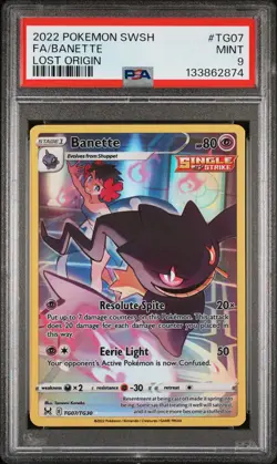 2022 POKEMON SWORD & SHIELD LOST ORIGIN #TG07 FULL ART/BANETTE PSA 9 - Image 1