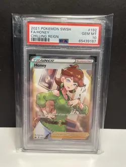 Pokemon Honey Full Art Holo Ultra Rare Trainer Chilling Reign 192/198 PSA 10 - Image 1