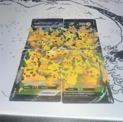 POKEMON! Pikachu V-Union SwSH Black Star Promo Set of 4 NM - Image 1
