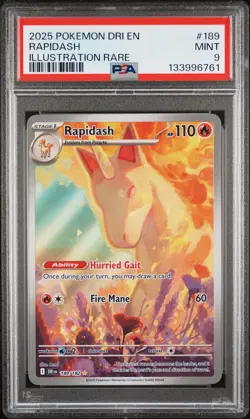 Rapidash 189/182 Illustration Rare Dri En-destined Rivals Pokemon PSA 9 - Image 1