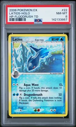 2006 POKEMON EX HOLON PHANTOMS FLOODRUSH THEME DECK #22 LATIOS-HOLO PSA 8 - Image 1