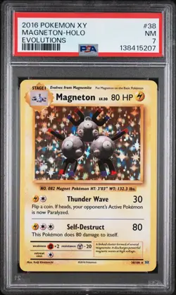 2016 POKEMON XY EVOLUTIONS #38 MAGNETON-HOLO PSA 7 - Image 1