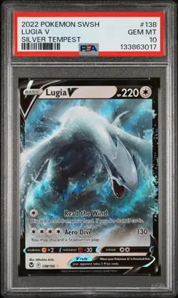 2022 POKEMON SWORD & SHIELD SILVER TEMPEST #138 LUGIA V PSA 10 - Image 1