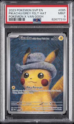 2023 POKEMON SVP EN-SV BLACK STAR PROMO #085 PIKACHU WITH GREY FELT HAT PSA 9 - Image 1