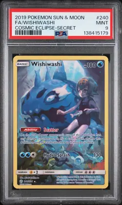 2019 POKEMON SUN & MOON COSMIC ECLIPSE SECRET #240 FULL ART/WISHIWASHI PSA 9 - Image 1