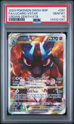 2023 POKEMON SWSH BLACK STAR PROMO #291 FULL ART/LUCARIO VSTAR PSA 10 - Image 1
