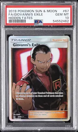 2019 POKEMON SUN & MOON HIDDEN FATES #67 FULL ART/GIOVANNI'S EXILE PSA 10 - Image 1