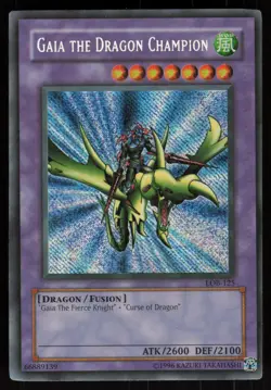 Gaia the Dragon Champion LOB-125 Secret Rare REVERSE FOIL ERROR Yu-Gi-Oh - Image 1
