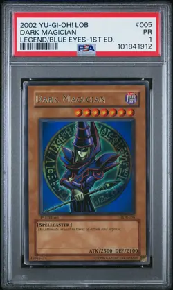 2002 YU-GI-OH! LEGEND OF BLUE EYES WHITE DRAGON 1ST EDITION DARK MAGICIAN PSA 1 - Image 1