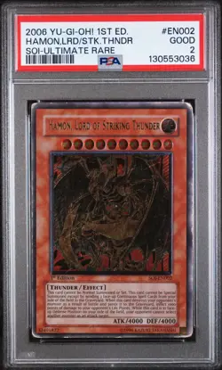 2006 YU-GI-OH! SOI-SHADOW OF INFINITY HAMON, LORD OF STRIKING THUNDER PSA 2 - Image 1