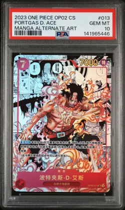2023 ONE PIECE S. CHINESE OP02-PARAMOUNT WAR ALT ART #013 PORTGAS D. ACE PSA 10 - Image 1