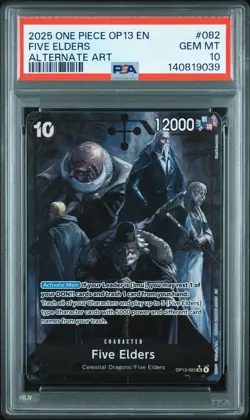 2025 One Piece Op13-Carrying On His Will Five Elders Alternate Art PSA 10 #082 - Image 1