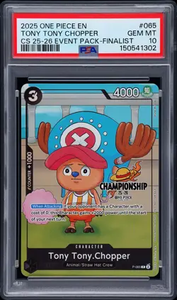 2025 ONE PIECE CHAMP 2025-26 EVENT PACK FINALIST #065 TONY TONY CHOPPER PSA 10 - Image 1