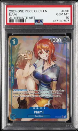 2024 ONE PIECE OP09-EMPERORS IN THE NEW WORLD ALTERNATE ART #050 NAMI PSA 10 - Image 1