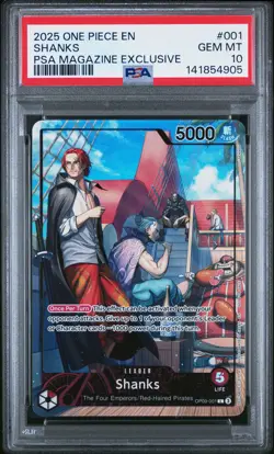2025 ONE PIECE PROMOS PSA MAGAZINE EXCLUSIVE #001 SHANKS PSA 10 - Image 1