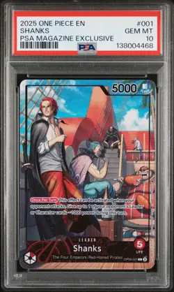 2025 ONE PIECE PROMOS PSA MAGAZINE EXCLUSIVE #001 SHANKS PSA 10 - Image 1
