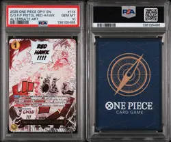 2025 ONE PIECE OP11 ALTERNATE ART #114 GUM-GUM FIRE-FIST PISTOL RED HAWK PSA 10 - Image 3