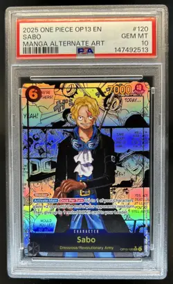 2025 One Piece Carrying On Will Sabo Secret Rare Manga Alt Art #OP13-120 PSA 10 - Image 1