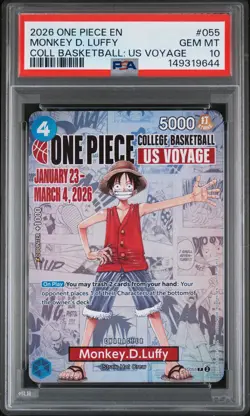 2026 ONE PIECE PROMOS COLLEGE BASKETBALL : US VOYAGE MONKEY D. LUFFY PSA 10 - Image 1