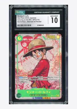 One Piece CGC 10 GEM MINT Monkey D Luffy SEC Alt Art 2025 OP13-118 OP13 Japanese - Image 1