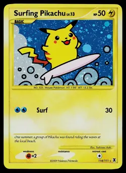 Pokemon Card - Surfing Pikachu Rising Rivals 114/111 Secret Rare - Image 1