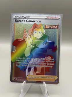 Pokemon Card 2021 Chilling Reign Rainbow Secret Rare Karen's Conviction 216/198 - Image 1