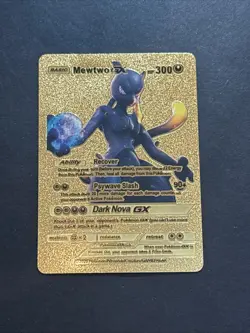 Pokemon Mewtwo GX Gold Foil Fan Art Collector Card - 300 HP - Image 1