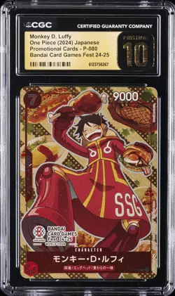 2024 ONE PIECE JPN PROMO BANDAI CARD GAMES FEST MONKEY D. LUFFY CGC 10 PRISTINE - Image 1