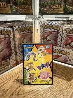 1999 Topps Pokemon The Movie Onix Cubone Eevee Chansey Zubat Sticker Card Blue - Image 1