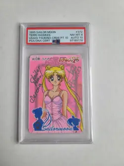 1995 SIGNED Sailor Moon Card Terri Hawkes PSA 8 Auto PSA 10 Carddass 10 #372 - Image 5